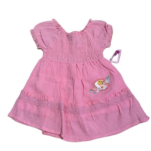 Vintage Disney Cinderella Dress NEW 90s 2T Seersucker Pink Princess Kids - Picture 1 of 4